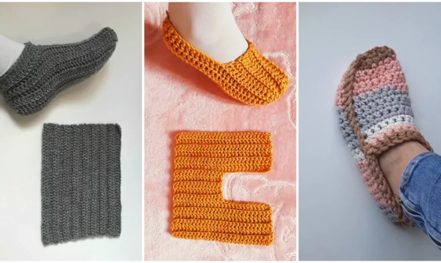 Super Easy Folded Unisex Crochet Slippers