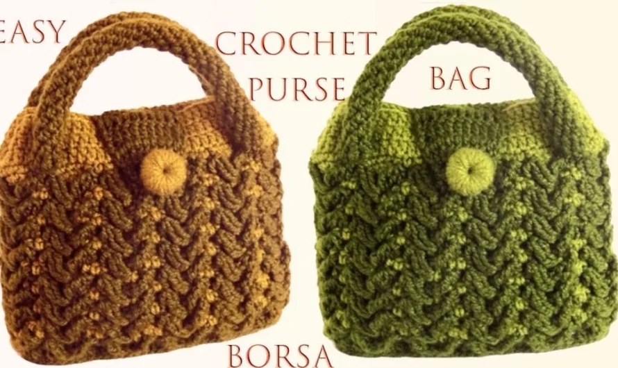 CROCHET 3 D HANDBAG WITH LEAF BRAIDS