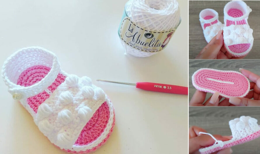CROCHET BABY SANDALS WITH PUFF STITCH