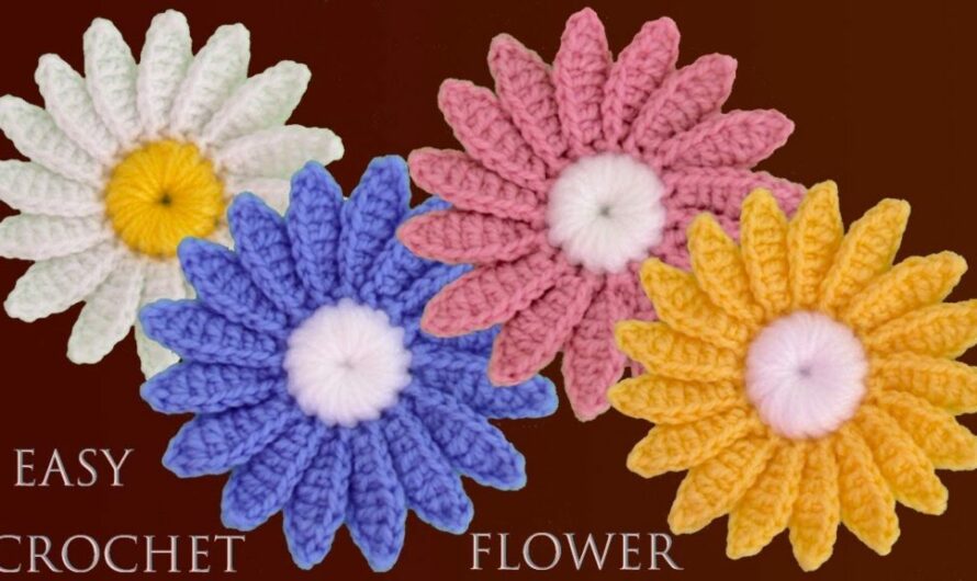 Daisy Flower Motif Crochet Tutorial | Video tutorial