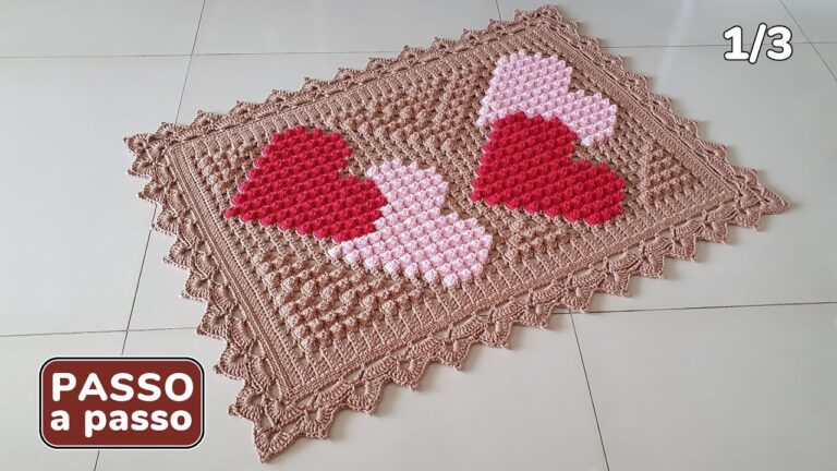 Crochet Hearts Rug To Decor Your Home