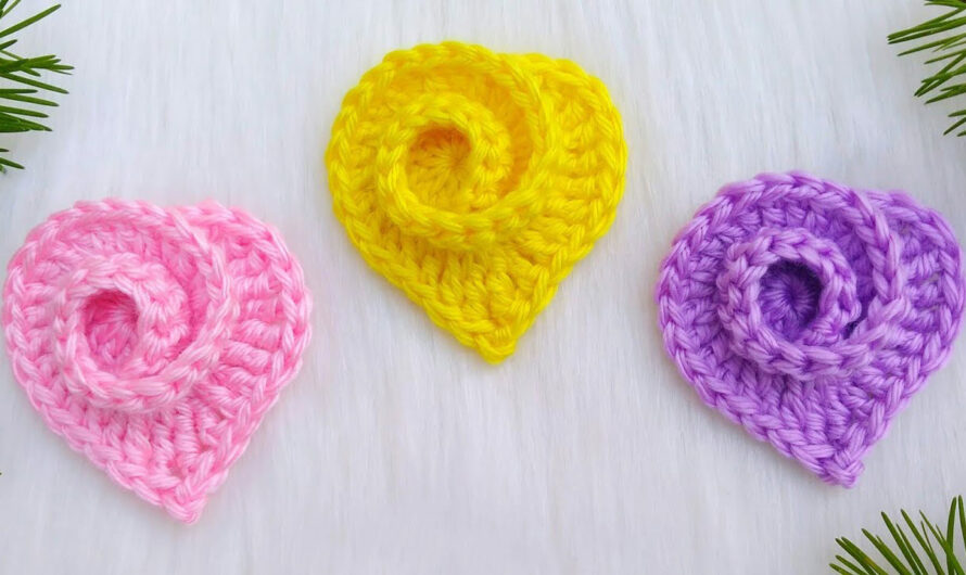 Spiral Rose Heart Crochet Pattern For Beginners