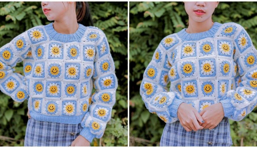 Crochet Daisy Smile Sweater