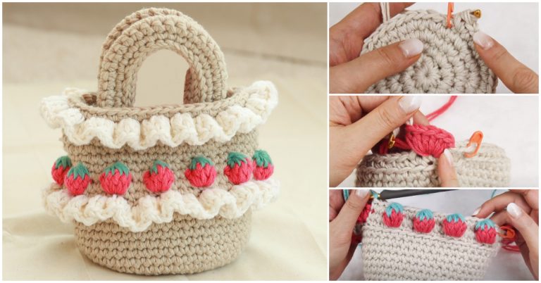 Crochet Strawberry Stitch Bag