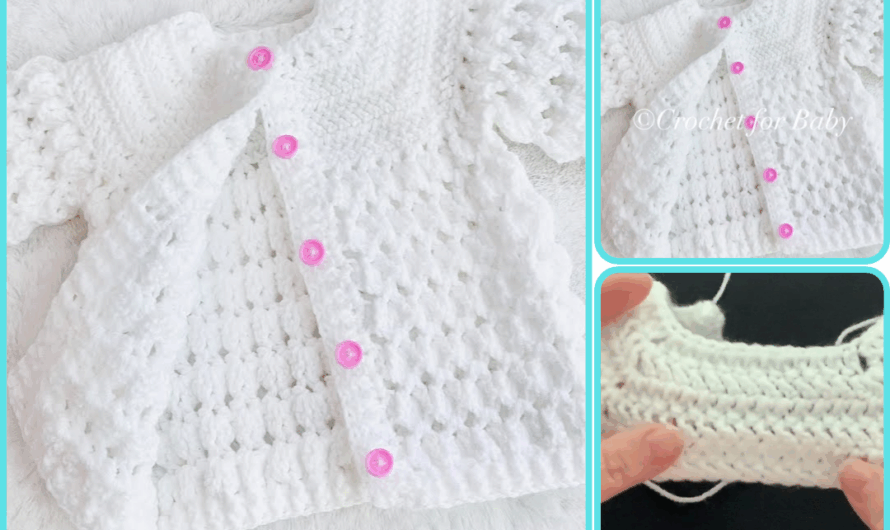 🧶 How to Knit a Baby Cardigan or Jacket (Facial Stitch with Crochet) for Newborns and More