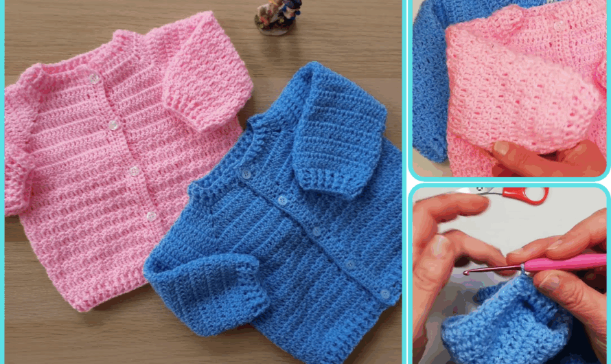 🧶 How to Crochet Two Baby Cardigans in Different Sizes