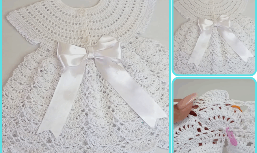 🧶 How to Make an Elegant Step-by-Step Crochet Dress (0 to 3 Months)