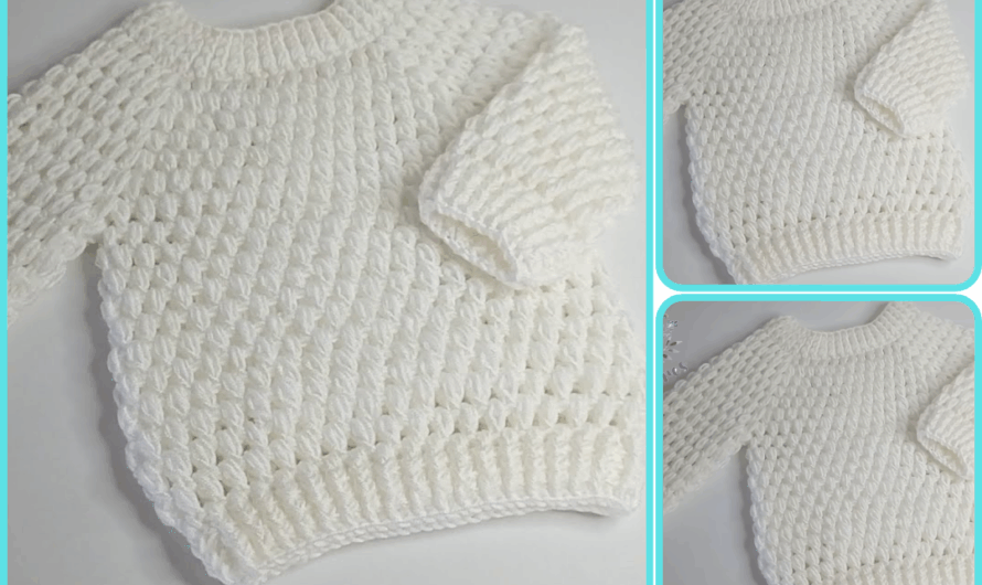How to Make Step-by-step crocheted puffer coat or sweater – simple and easy knitting – 0 to 3 months