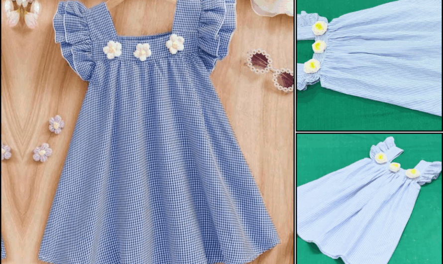 🧵 How to Make a Beautiful Plaid Cap Sleeves Baby Frock (Easy Cutting & Stitching Tutorial – Step-by-Step)