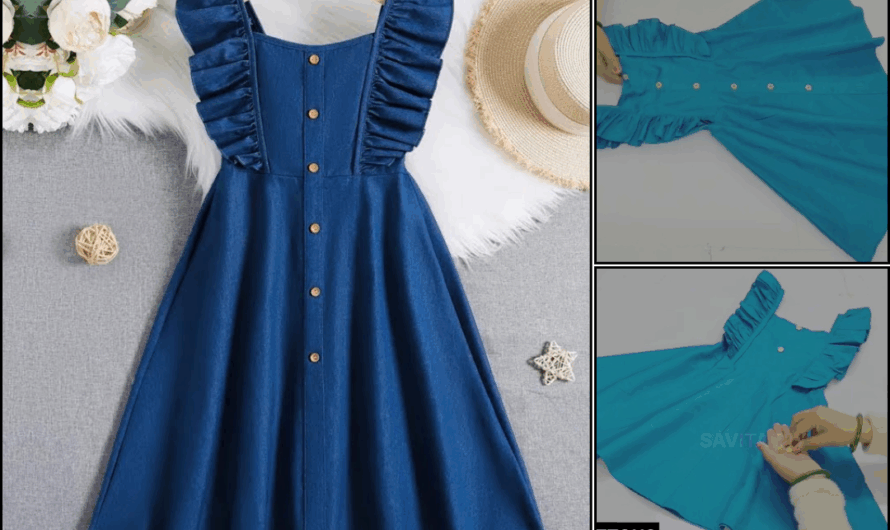 Trendy Umbrella Cut Shirred Back Baby Frock Cutting and Stitching