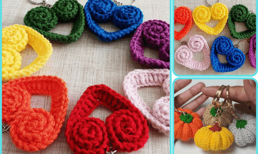 🧶 How to Make Cute and Easy Crochet Heart Keychain Patterns