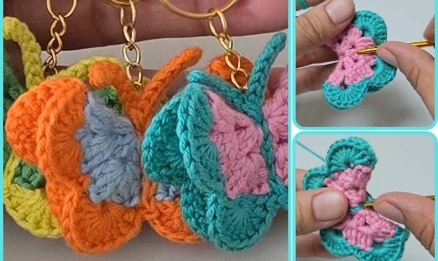 🦋 How to Crochet a Beautiful Butterfly Keychain
