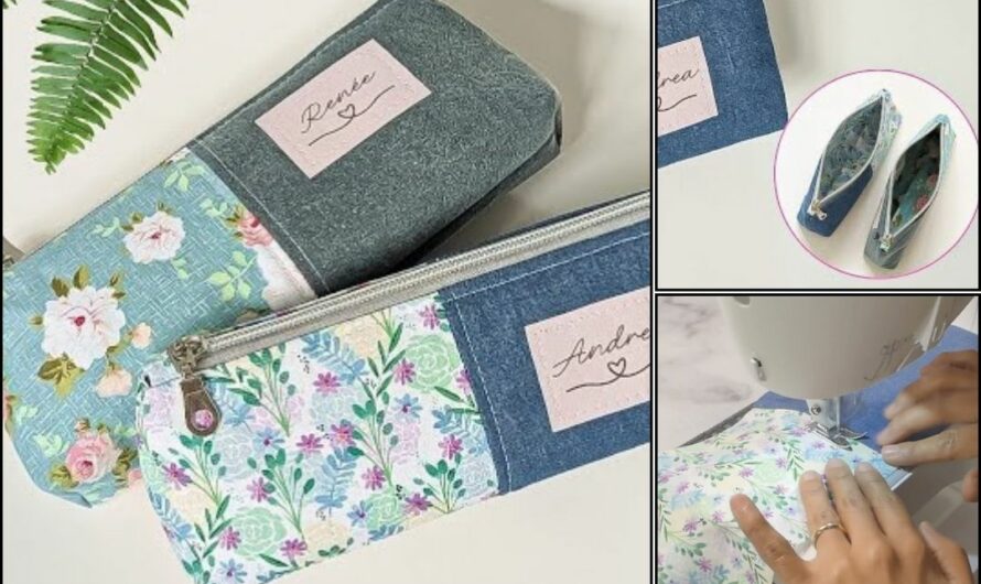 🎒 DIY Cute Floral and Denim Pouch Bag from Old Jeans