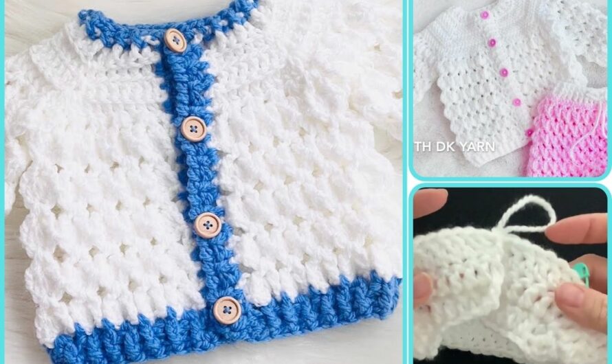 How to Make Chunky marshmallow baby cardigan pattern from 0-3m to 12m EASY CROCHET TUTORIALS
