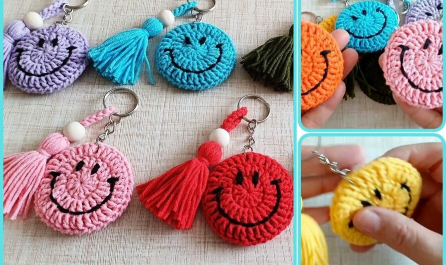 🧵 How to Crochet Colorful Smiley Face Keychains