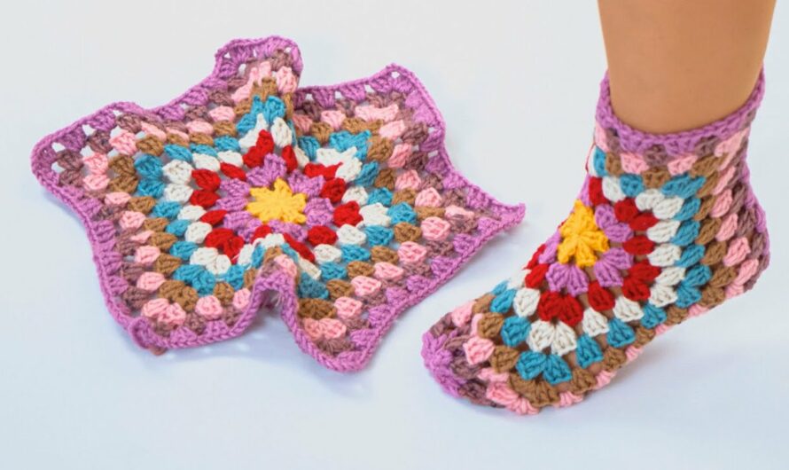 🧶 How to Make Crochet Granny Square Slippers (Easy Step-by-Step)