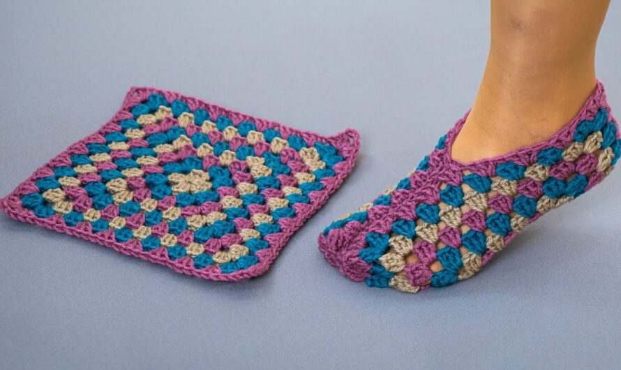 🧶 How to Make Easy Crochet Granny Square Slippers