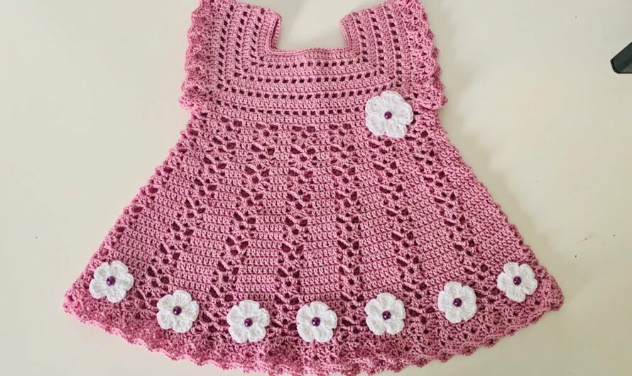 Crochet Baby Dress with Decorative Flowers