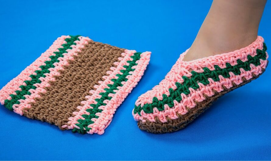 🧶 How to Make Simple Crochet Slippers (No-Seam Sole) From a Rectangle