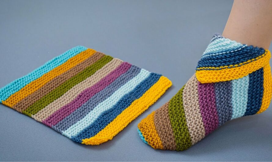 🧶 How to Make Bright Knitted Slippers from Leftover Yarns (Super Simple & Fast!)