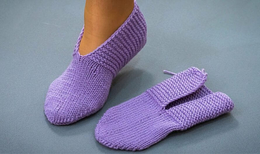 🧶 How to Make Simple Seamless Slippers (Knitted Flat, No Heel/Sole Seam)