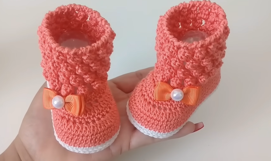 Beautiful Crochet Baby Boot Tutorial – Popcorn – 0 to 3 Months