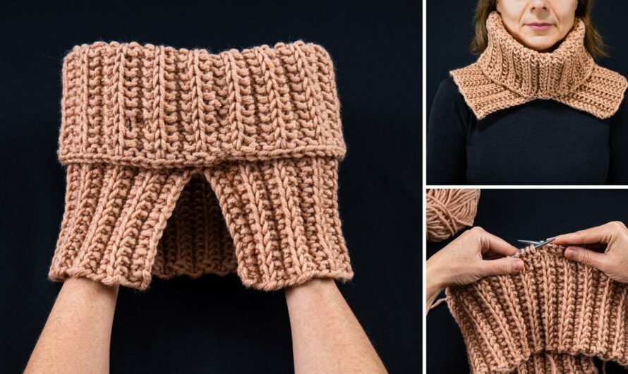 How to Make simplest knitted snood/collar – hand knitting easy!