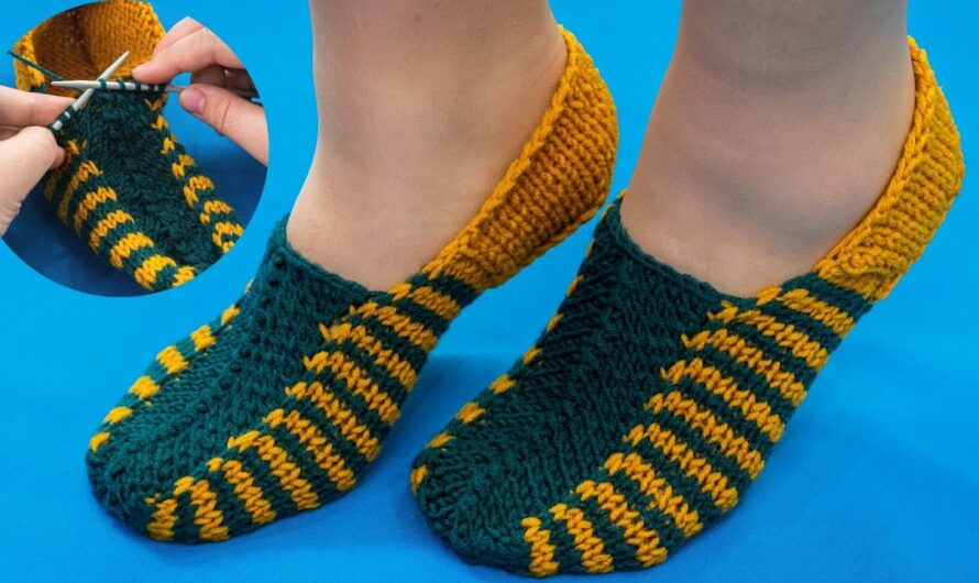 Knitted slippers with knitting needles without seams – even a beginner can handle it!