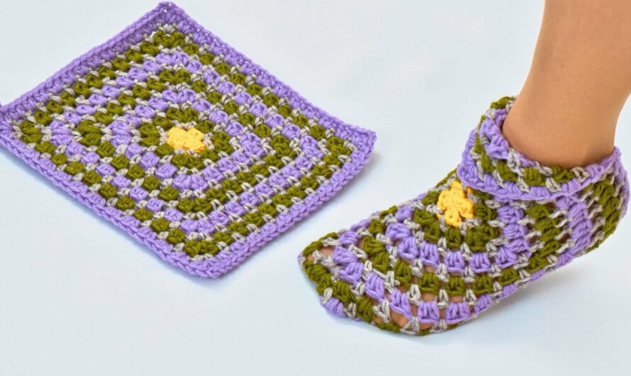 How to Crochet Granny Square Slippers easily