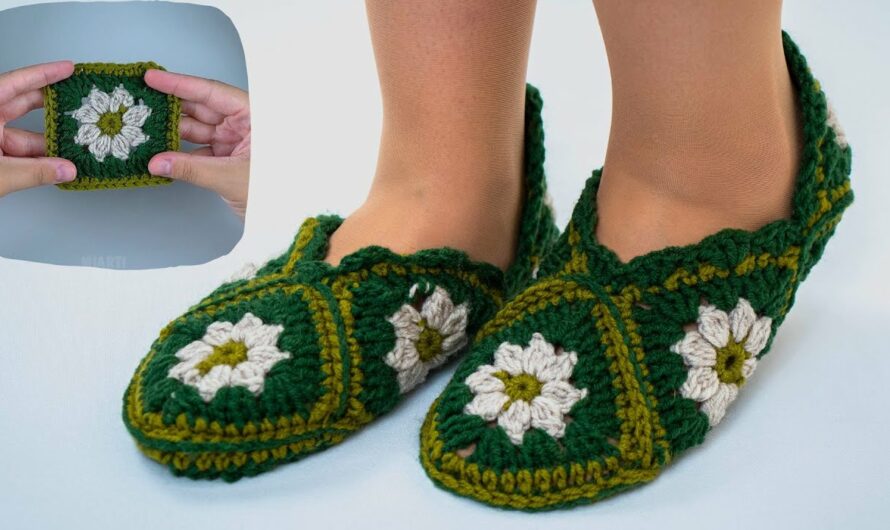 Simple granny square slippers easily!