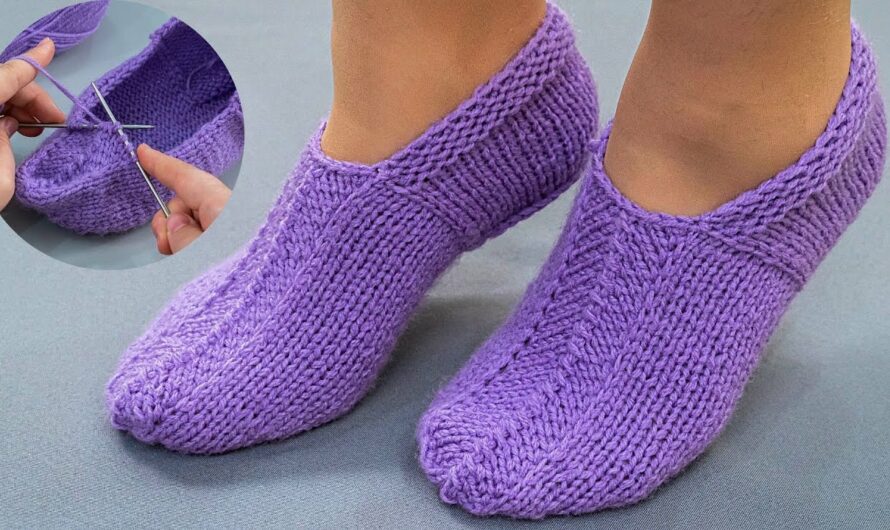 Easy knitted slippers on two knitting needles – a detailed tutorial for beginners!