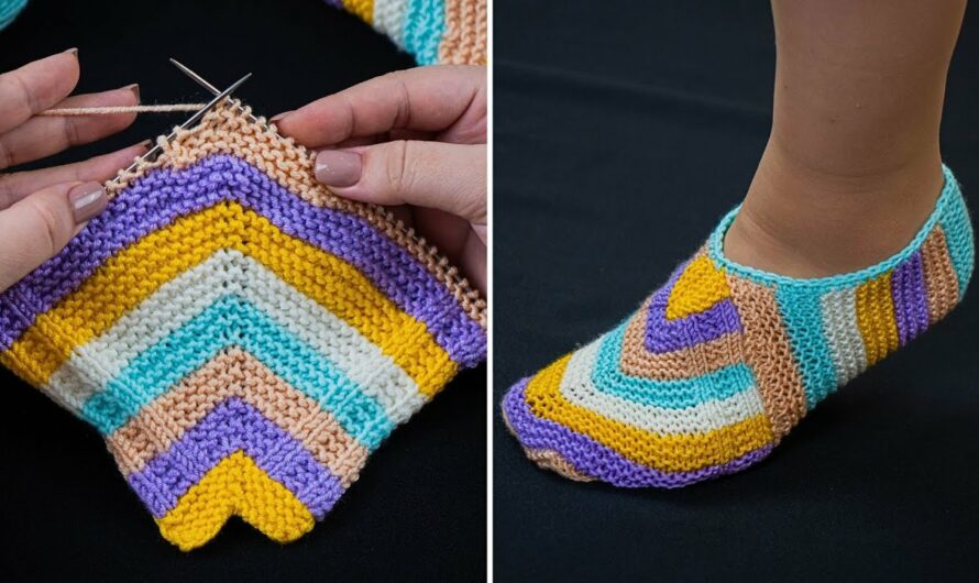 How to Make Slippers on 2 Knitting Needles Out of Leftover Yarns – Simply and Easily
