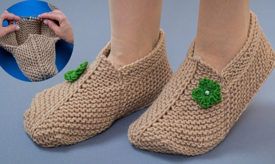 How to Make Comfortable Slippers Without a Seam on the Sole Using 2 Knitting Needles