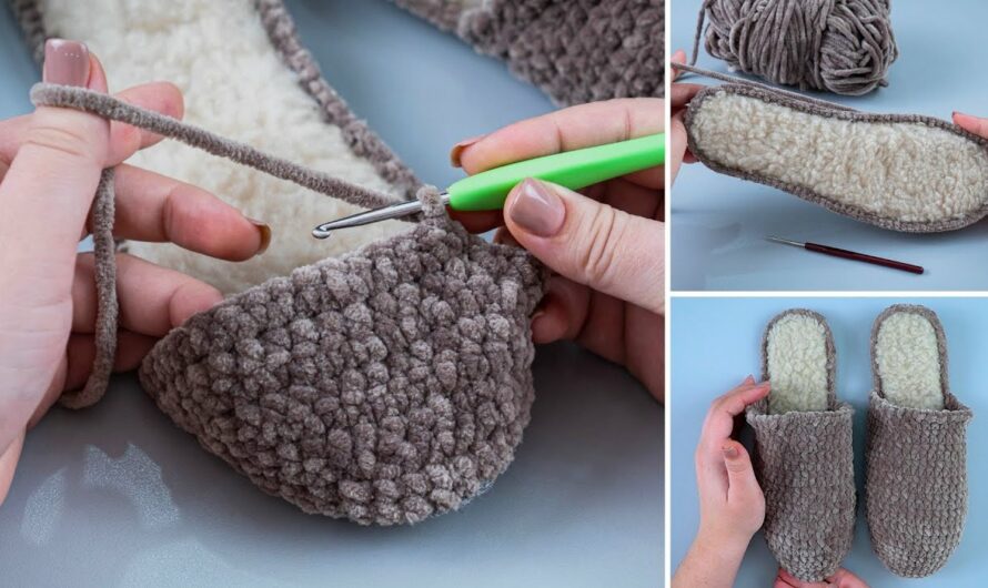 How to Make Crochet Slippers with Plush Yarn on the Sole – Easy Tutorial